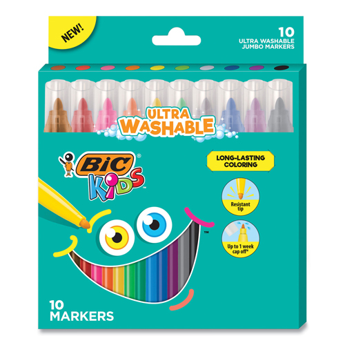 Picture of BIC BKCMJ10AST Kids Ultra Washable Jumbo Marker - Medium Bullet Tip - Assorted Color