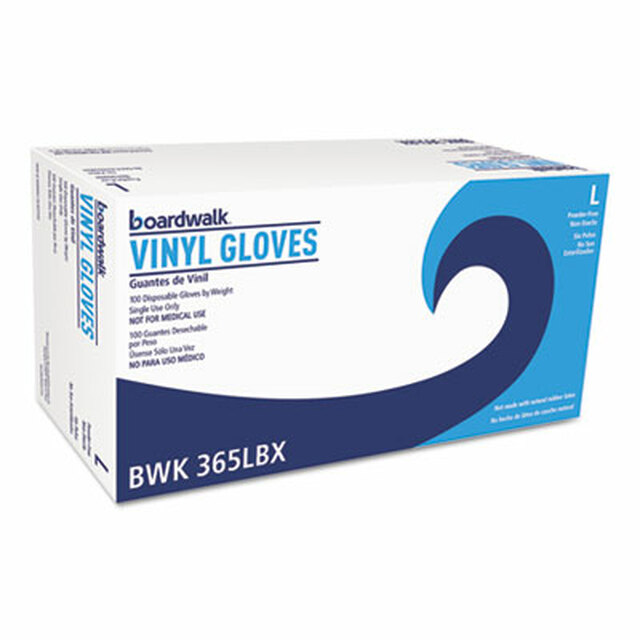 Picture of Boardwalk BWK365LCT 2.6 mil General Purpose Vinyl Gloves - Powder & Latex-Free&#44; Clear - Large