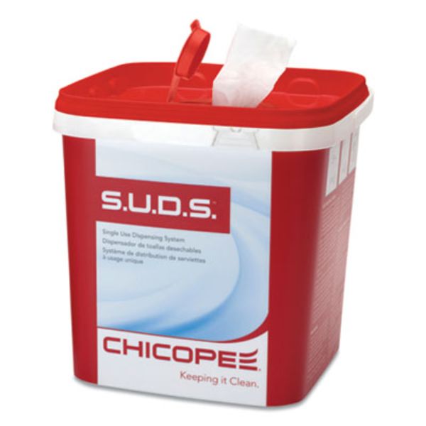 Picture of Chicopee 0727 7.5 x 7.5 x 8 in. S.U.D.S Bucket with Lid&#44; Red & White - 6 per Case
