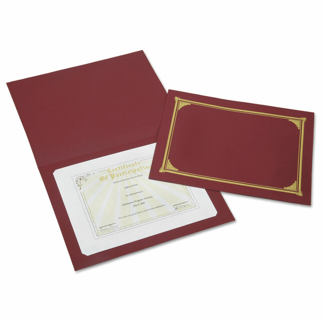 Picture of AbilityOne 7510016272958 12.5 x 9.75 in. Skilcraft Gold Foil Document Cover&#44; Burgundy