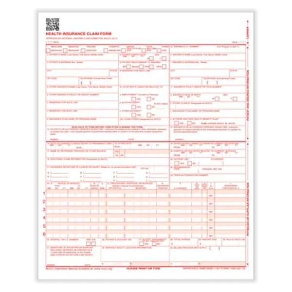 Picture of TFP Data Systems CMS12LC1 Health Insurance Claim Form - 1000 per Case