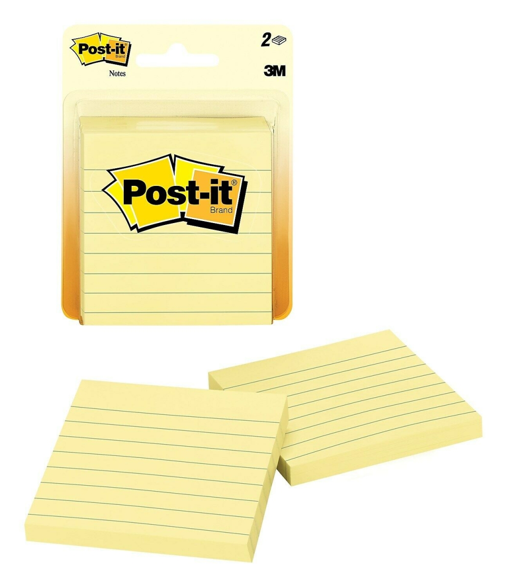 Picture of 3M 630PK2 3 x 3 in. Post-it Ruled Adhesive Note Paper&#44; Canary & Yellow - 2 Pad per Pack