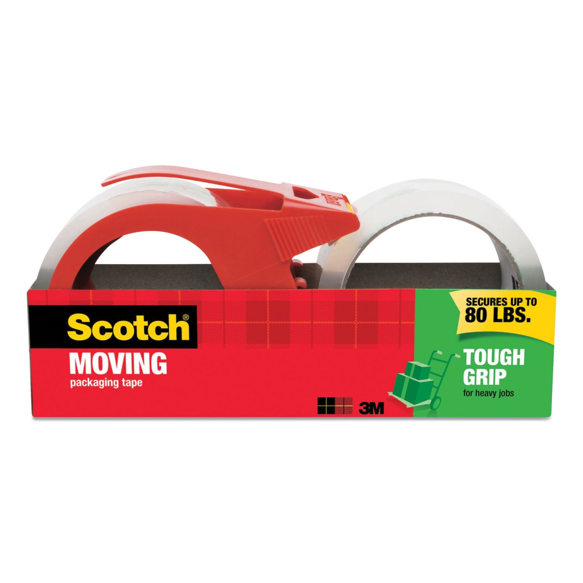 Picture of 3M MMM3500S21RD 1.88 in. x 38.2 yards Tough Grip Moving Packaging Tape with Dispenser&#44; Clear - Pack of 2