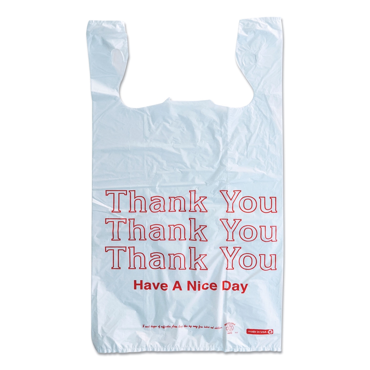 Picture of Monarch 925128 Plastic Thank You - Have a Nice Day Shopping Bags, White