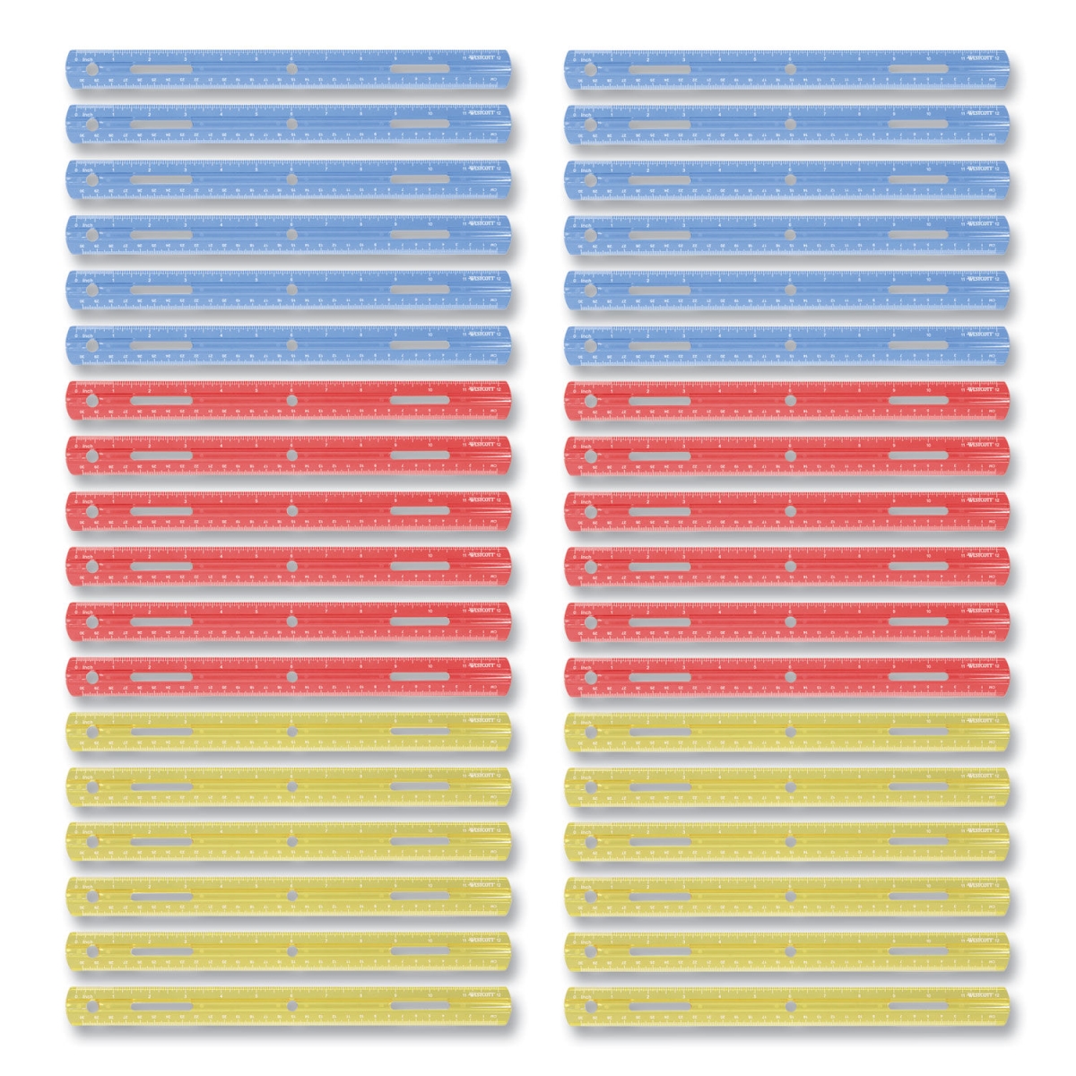 Picture of Acme United 17722 12 in. Standard & Metric Plastic Ruler&#44; Assorted Color - 36 per Box