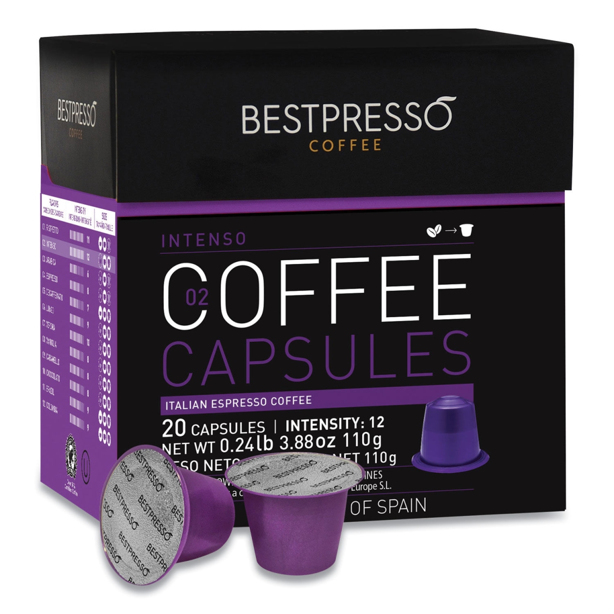 Picture of Bestpresso BST10413 Intensity-12 Nespresso Intenso Italian Espresso Coffee Pods - 20 per Box