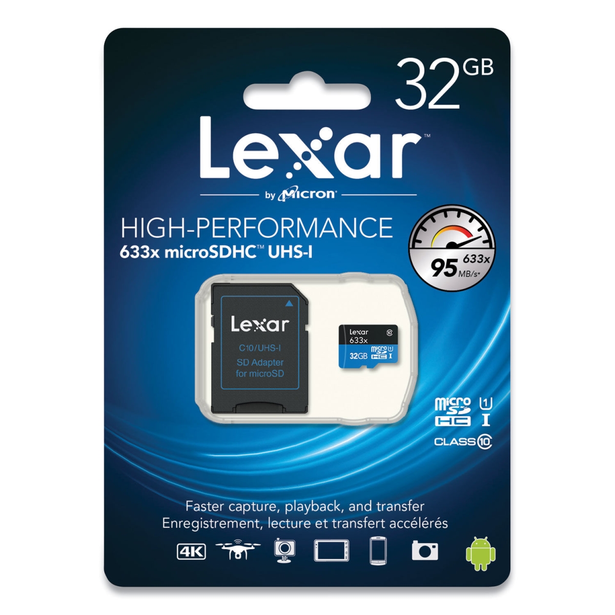 Picture of Lexar Media LSDMI32GBNL633A 32 GB Micro Sdhc Memory Card with SD Adapter UHS-I U1 Class 10