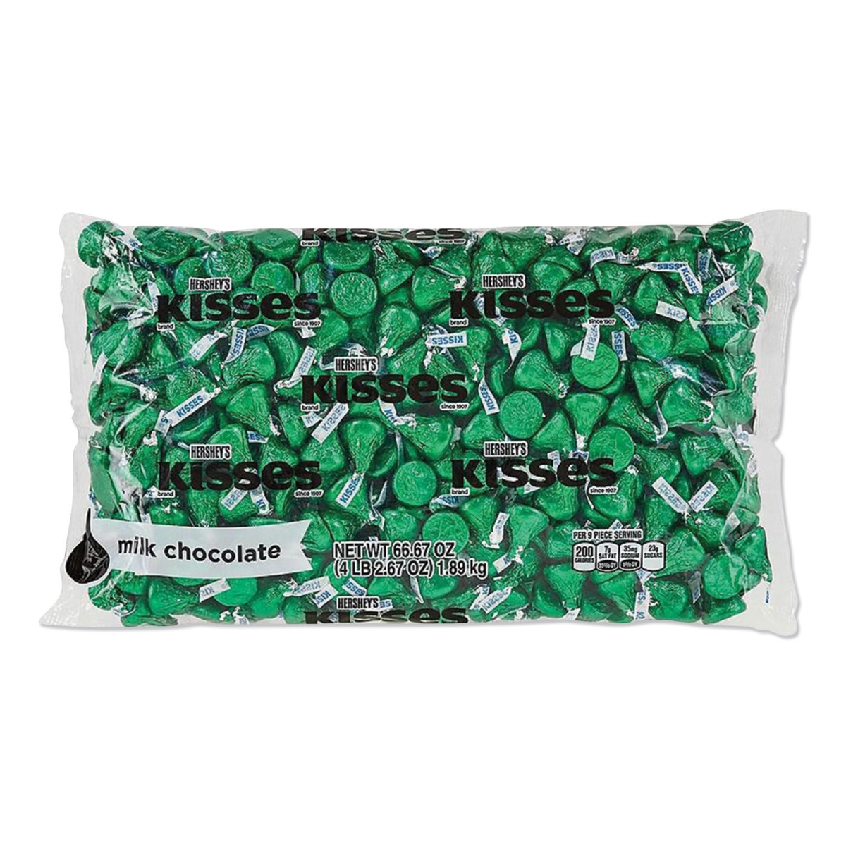 Picture of Hershey HEC60347 66.7 oz Kissesmilk Chocolate Wrappers&#44; Green