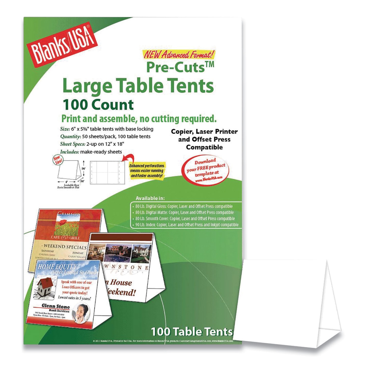 Picture of Blanks USA TTL01FLWH 12 x 18 in. 80 lbs Table Tent Paper&#44; White - 100 per Sheets