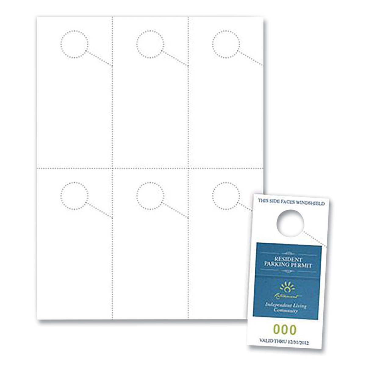 Picture of Blanks USA PPH06057SWH 2.75 x 5.5 in. Micro-Perforated Parking Pass Hanger&#44; White - 300 Sheets per Pack