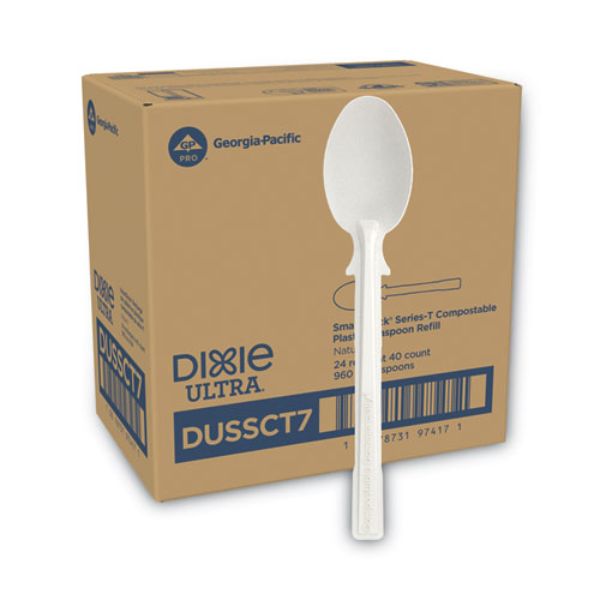 Picture of Dixie Food DUSSCT7 Smart Stock Tri-Tower Dispensing System Cutlery Teaspoons&#44; Natural