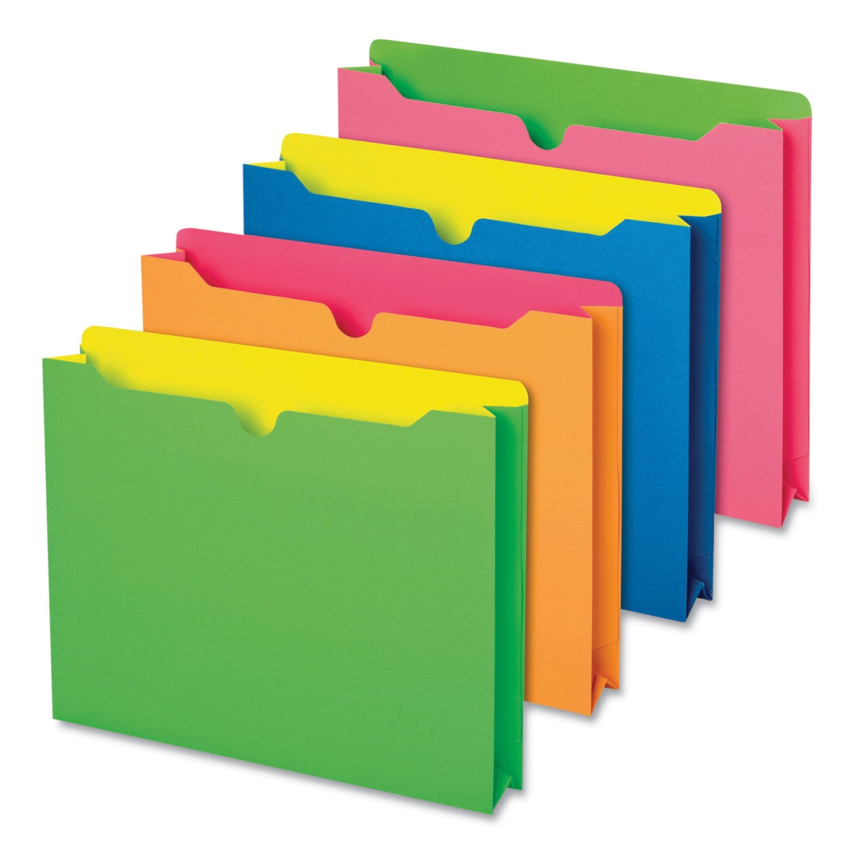 2 in. Straight Top Tab Twisted Glow Paper File Jacket, Assorted Color - Letter Size - 10 per Pack