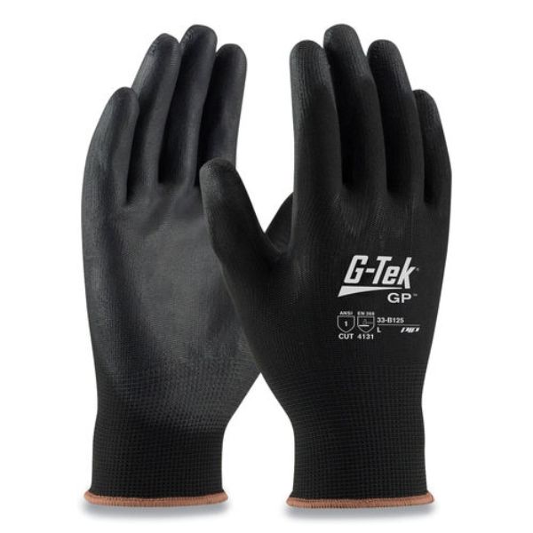 GP Polyurethane-Coated Nylon Gloves, Black - Large