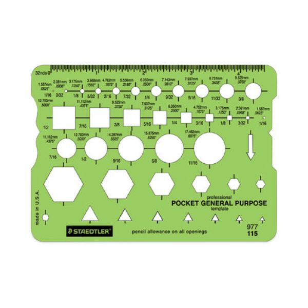 Picture of Staedtler STD977115EA 3.63 x 5.13 in. Template with 40 Geometric Shapes&#44; Green