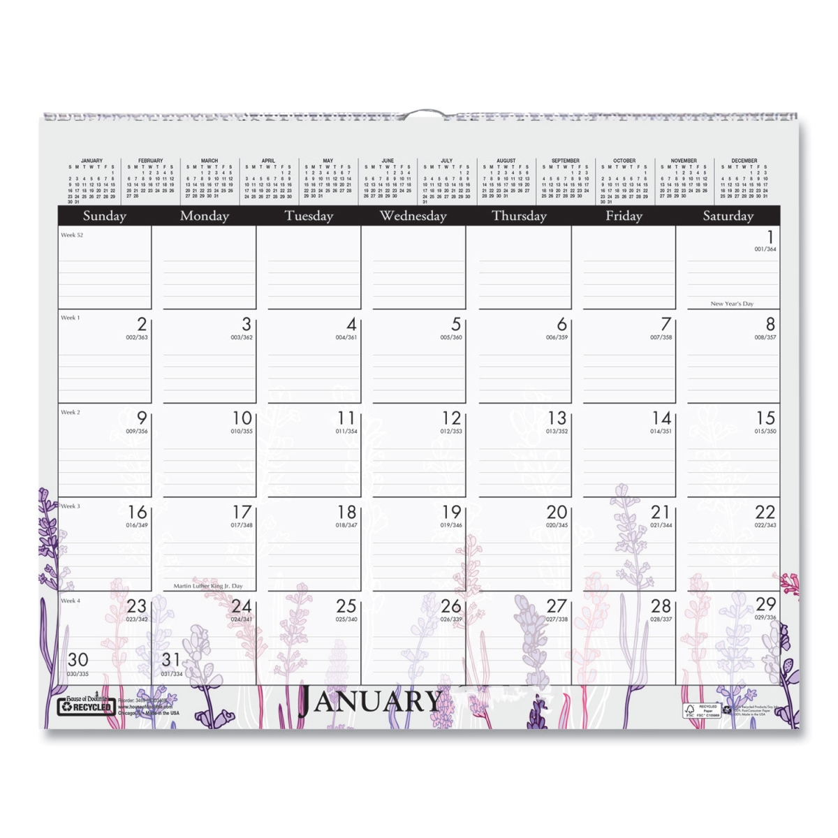 HOD3469 Wild Flowers Calendar, Assorted Color