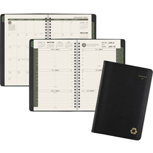 AAG70100G05 4.875 x 8 in. Recycled Weekly & Monthly Appointment Book, Black -  At A Glance