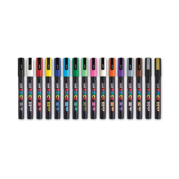 POSCA Permanent Fine Specialty Marker, Multi Color - Pack of 16
