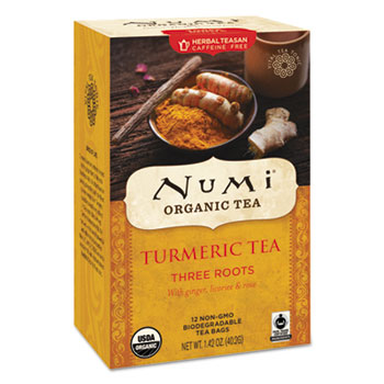 Picture of Numi Organic Tea 10550 1.42 oz Turmeric Tea&#44; Three Roots Bag - 12 per Box