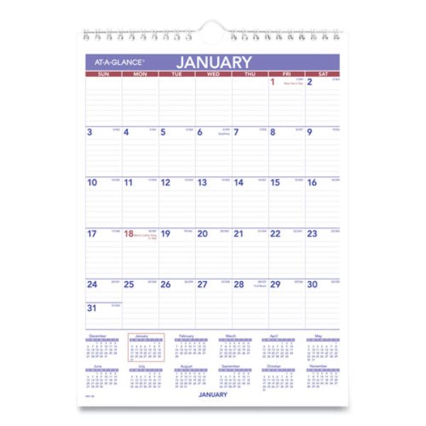 Picture of At-A-Glance AAGPM128 8 x 11 in. Monthly Wall Calendar&#44; White