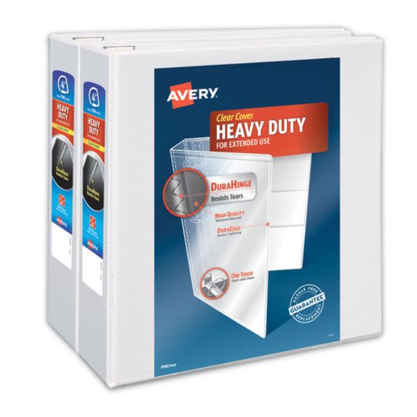 Picture of Avery AVE79875 4 in. Heavy-Duty Non Stick View Binder&#44; White - Pack of 2