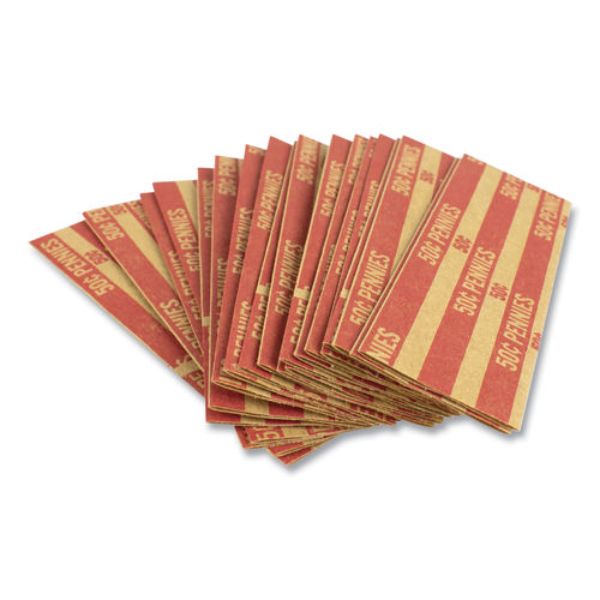CNK560042 Flat Tubular Coin Wrap Red  Pennies