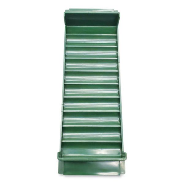 Coin Trays for Dimes, Stackable, 10 Coin Compartment(s), Green, Plastic, 2PK