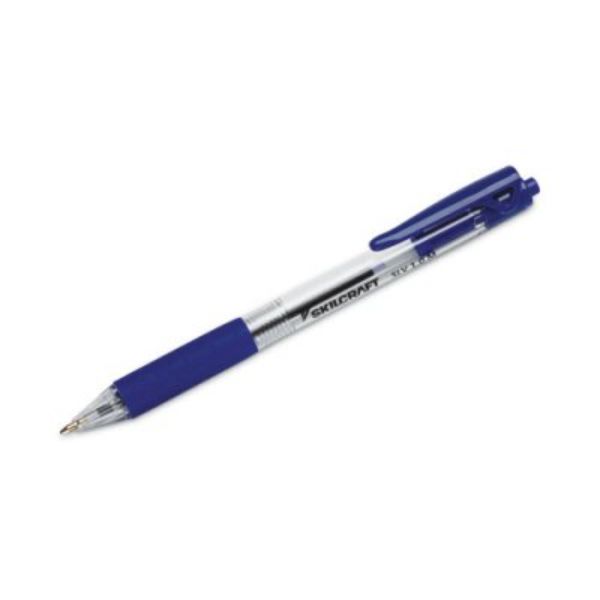Picture of AbilityOne NSN6970597 Retractable Ballpoint Pen&#44; Blue Ink - Blue & Clear Barrel - 1 mm - Medium