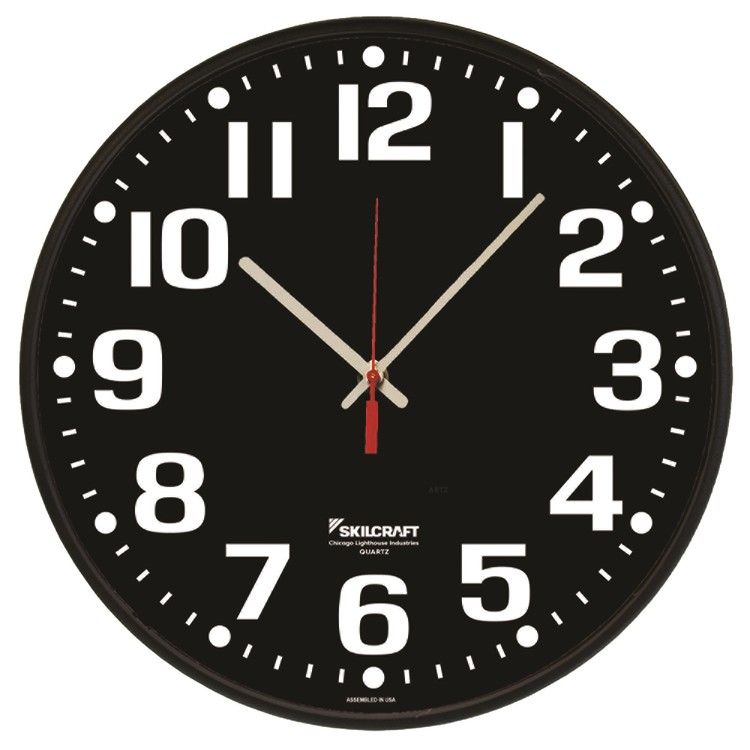 Picture of AbilityOne NSN6986561 High Contrast Wall Clock&#44; Black