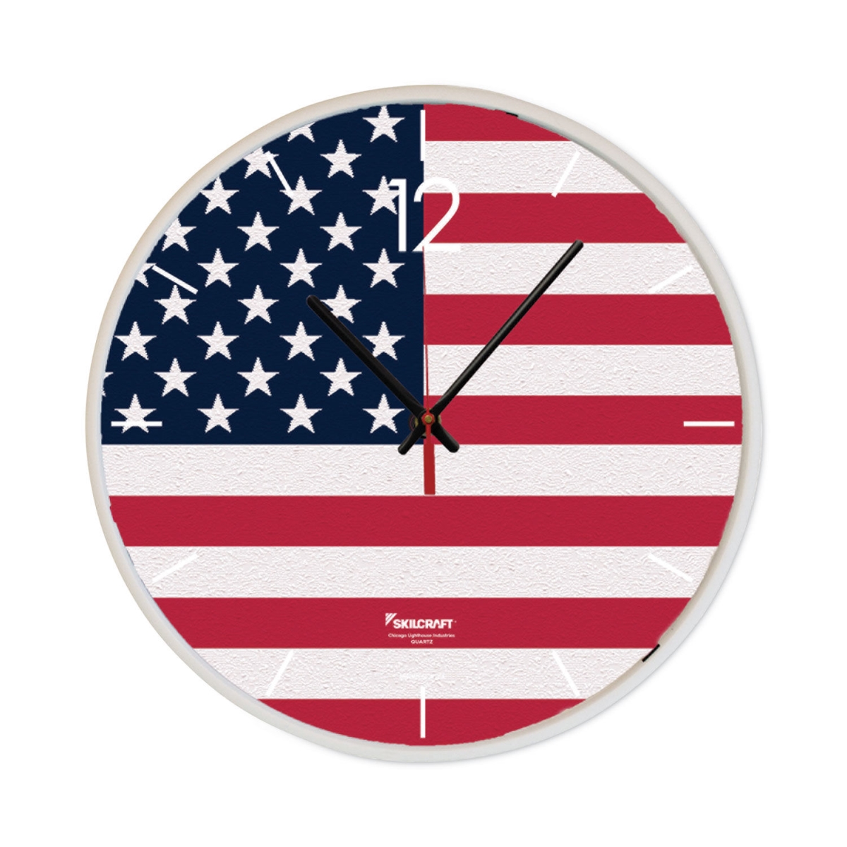 Picture of AbilityOne NSN6986559 12.75 in. Skilcraft American Flag Quartz Wall Clock&#44; White