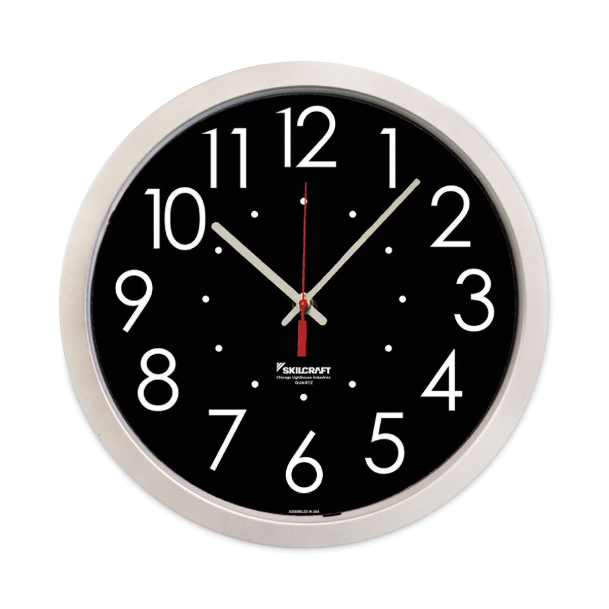 Picture of AbilityOne NSN6986560 14.5 in. Skilcraft High Contrast Quartz Wall Clock&#44; Silver