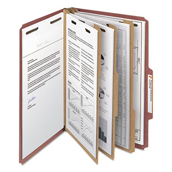 3 Divider Pressboard Classification Legal Folder, Red