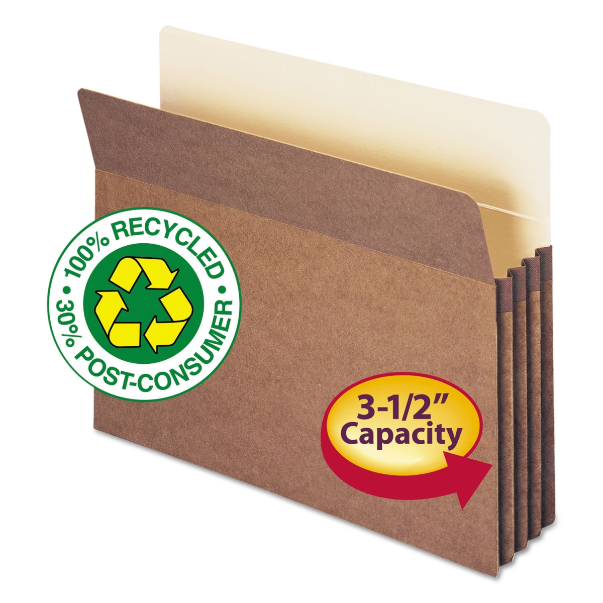 Recycled Top Tab File Pockets - 3.5 in. Expansion - Letter Size - Redrope
