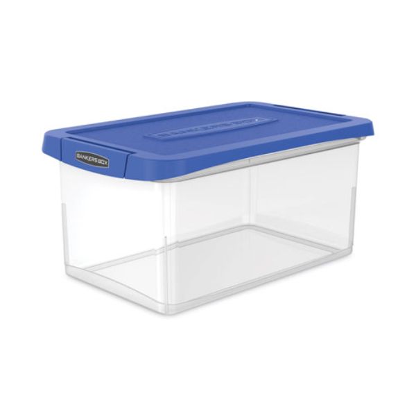 Latch Lid Storage Bin, Clear & Blue