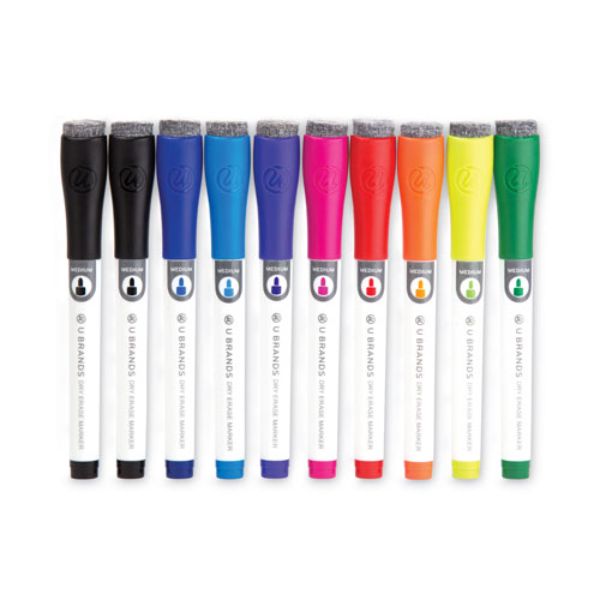 Medium Point Dry Erase Markers, Assorted Color - 10 per Pack