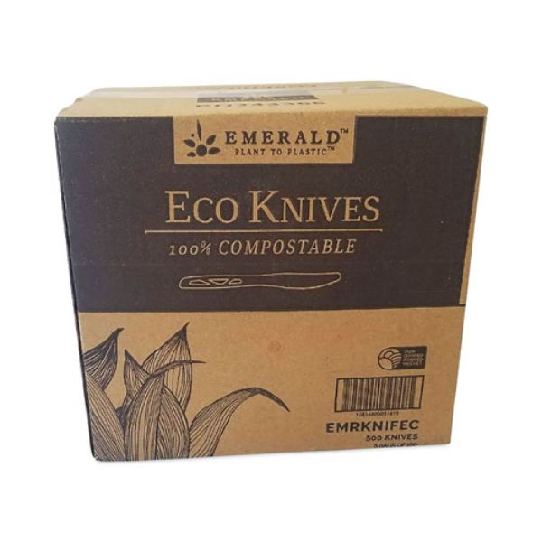 Picture of Emerald DFDPME01141 Plant to Plastic Compostable Cutlery Knife&#44; White - 1000 per Case