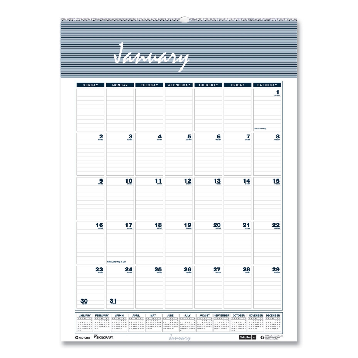 Picture of Ability One NSN6007634 2023 12-Month Wall Planner&#44; Black
