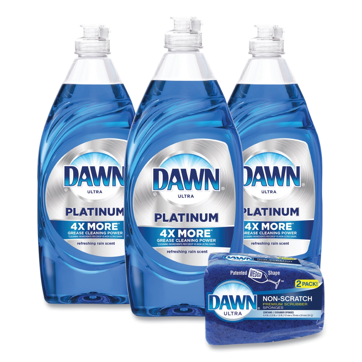 Picture of Dawn PGC49041 24 oz Refreshing Rain Scent Platinum Liquid Dish Detergent - Pack of 3