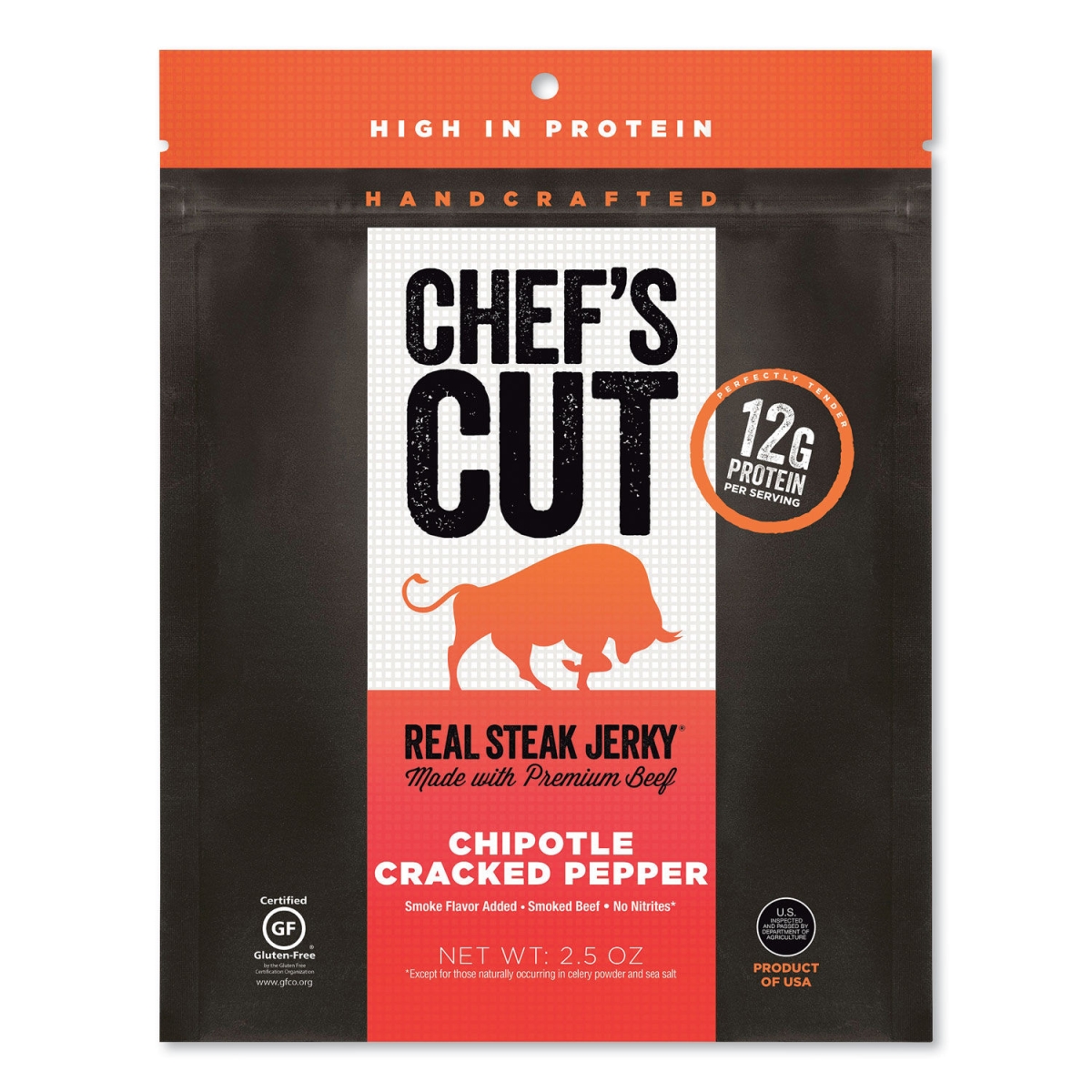 Picture of Chefs Cut CHUCCR00501 2.5 oz Chipolte Cracked Pepper Real Steak Jerky