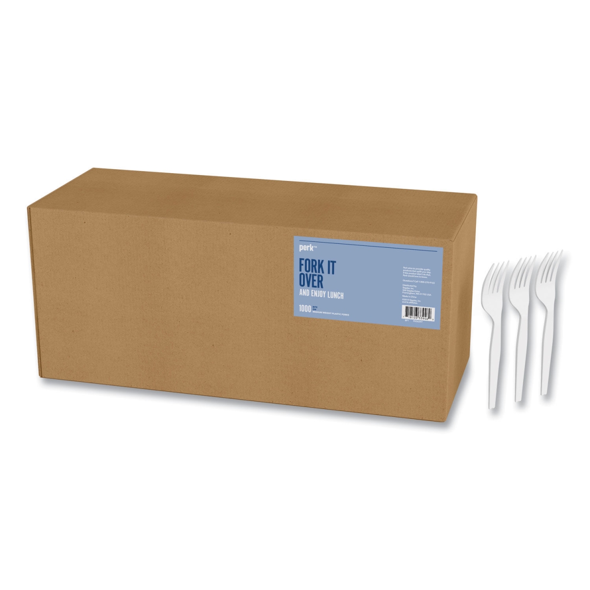 Picture of Perk PRK24390989 Mediumweight Plastic Cutlery Fork&#44; White - Pack of 1000