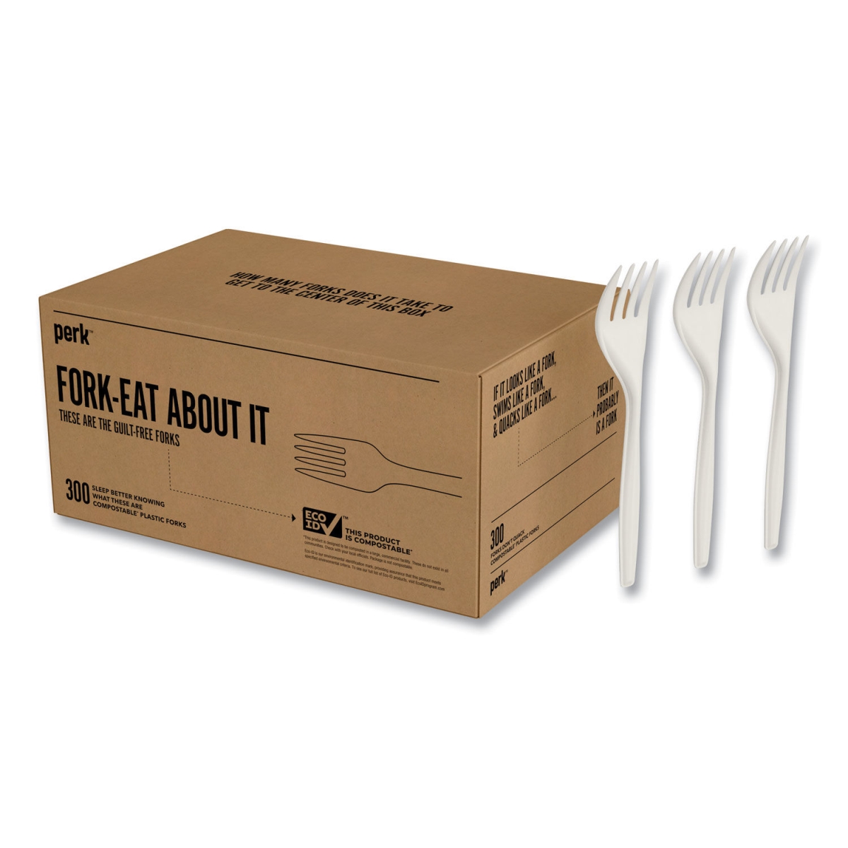 Picture of Perk PRK24390987 Mediumweight Plastic Cutlery Fork, White - Pack of 300