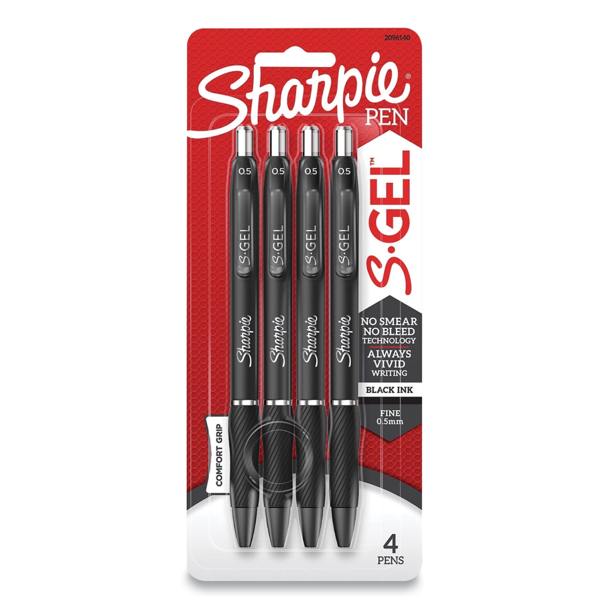 0.5 mm S-Gel High-Performance Fine Retractable Pen, Black - Pack of 4