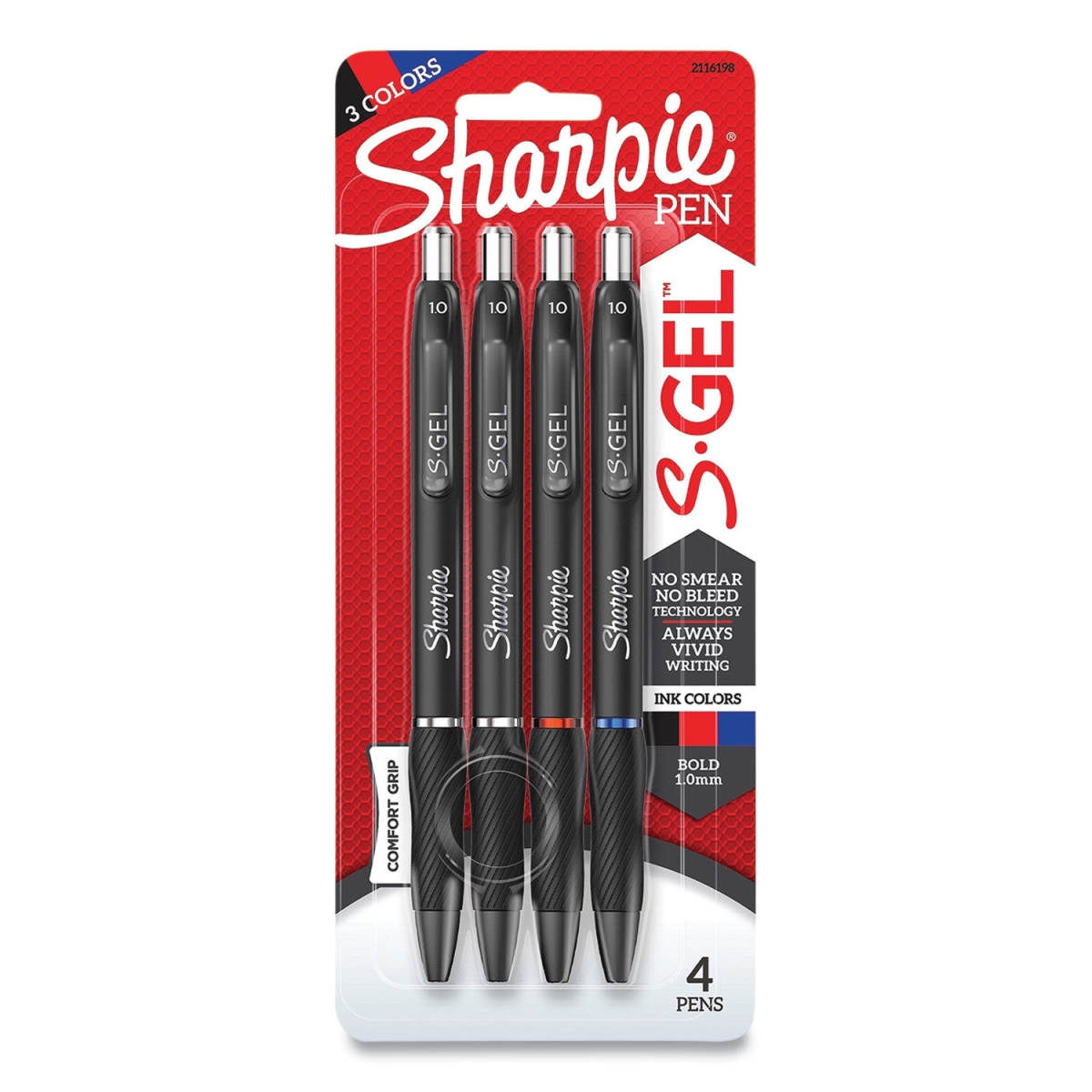 S-Gel High-Performance Bold Retractable Gel Pen, Assorted Color - Pack of 4