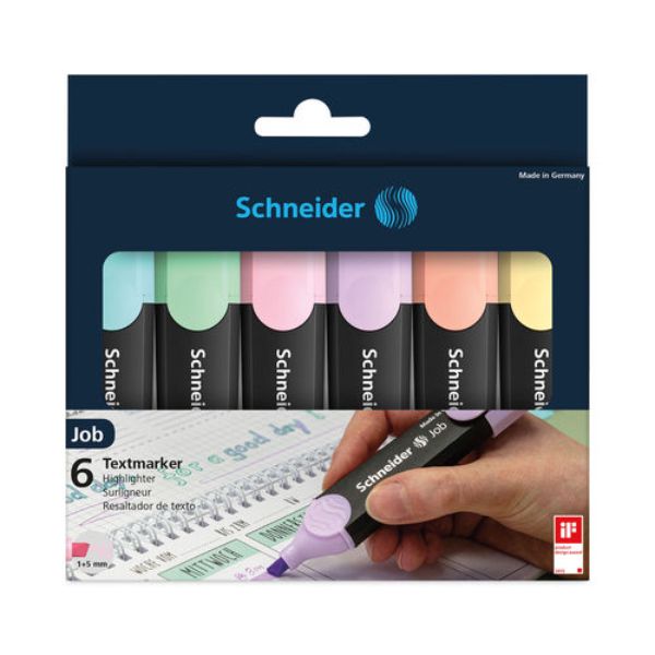 1 mm Job Pastel Highlighters, Pack of 6