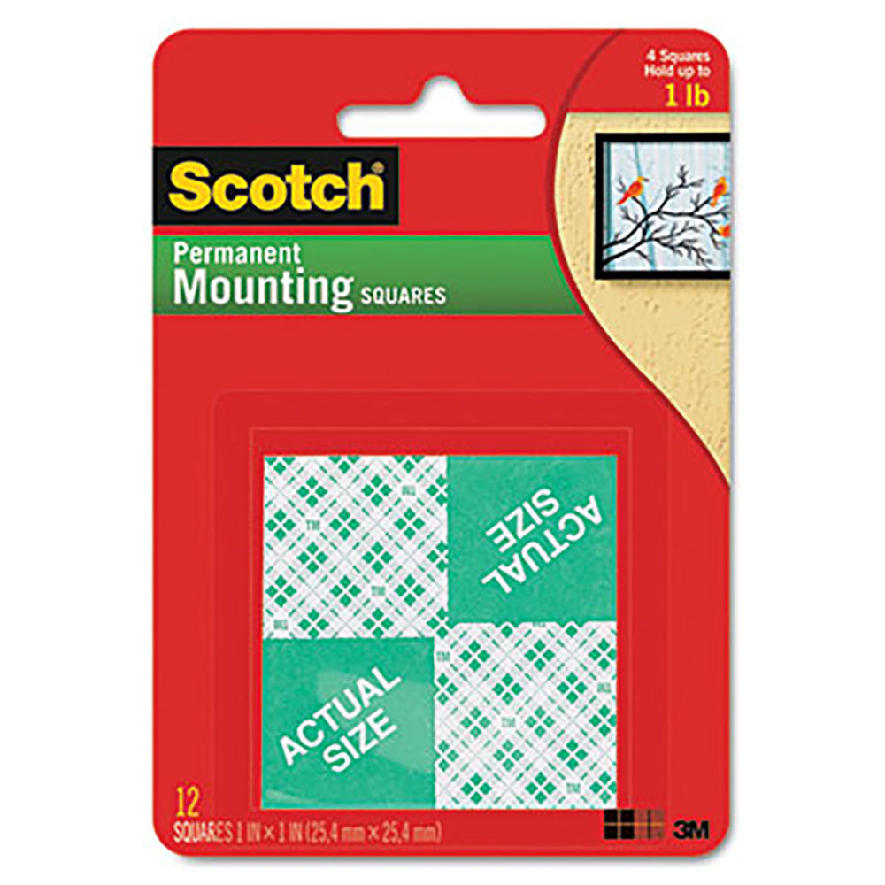 Picture of 3M 111P Precut Foam Mounting 1 Squares&#44; Double-Sided Permanent - 16 per Pack
