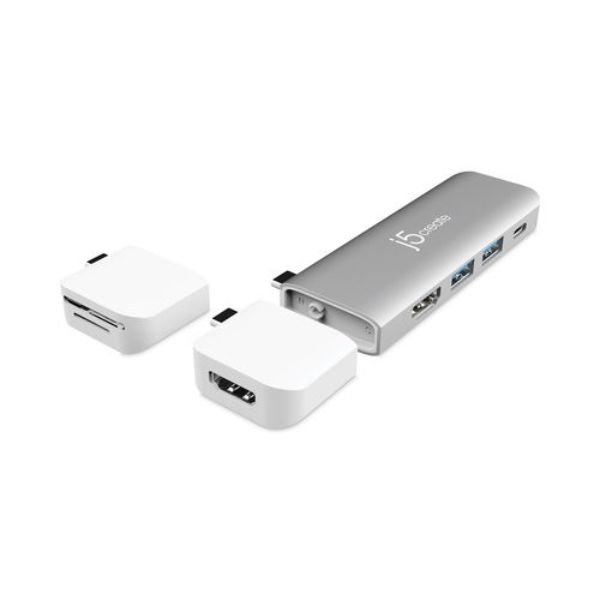 Picture of J5create JCRJCD387 UltraDrive USB-C Dual Display Modular Minidock - Silver