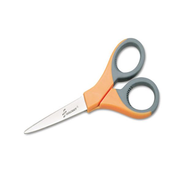 Picture of AbilityOne NSN2414375 Scissors - Pointed Tip - 6.5 in. Long - 3 in. Cut Length - Orange & Gray Offset Handle - GSA 511001241437