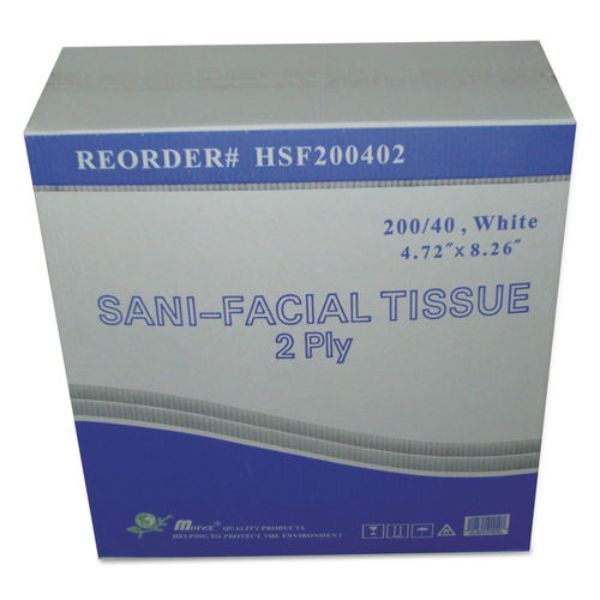 Picture of General GENHSF200402 Sani Facial Tissue - 2-Ply - White - 40 Sheets per Box - Box of 200