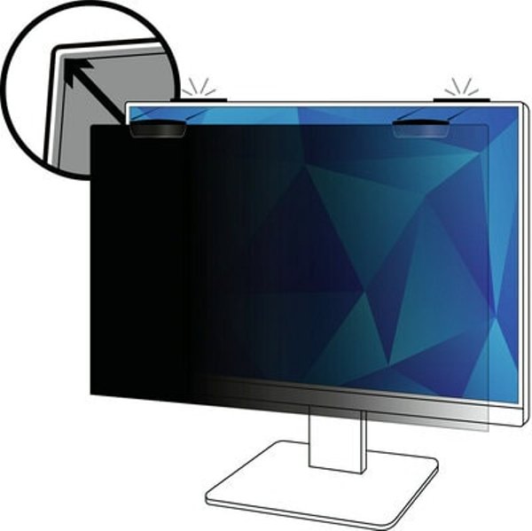 Picture of 3M MMMPF215W9EM Privacy Filter for 21.5 in. Full Screen Monitor with Magnetic Attachment - Black