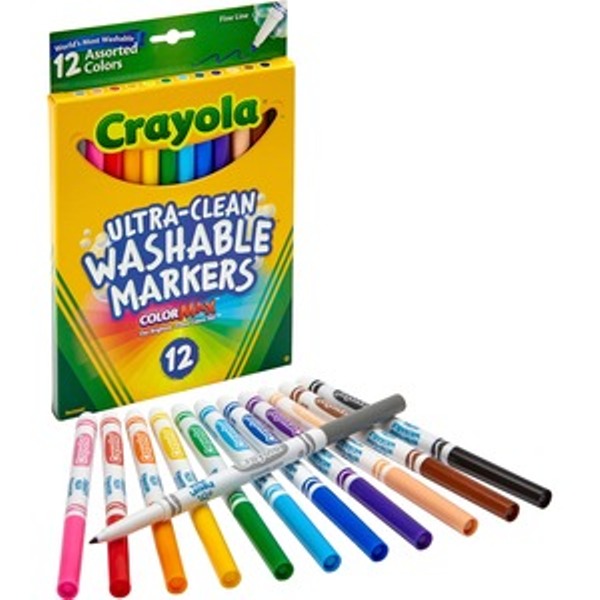 Thinline Washable Markers - Assorted Colors - Set of 12