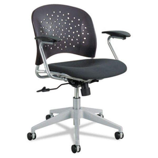 SAF6803BL Reve Task Chair - Round Back - Fabric Black Seat - Black - Silver Frame -  Safco Products